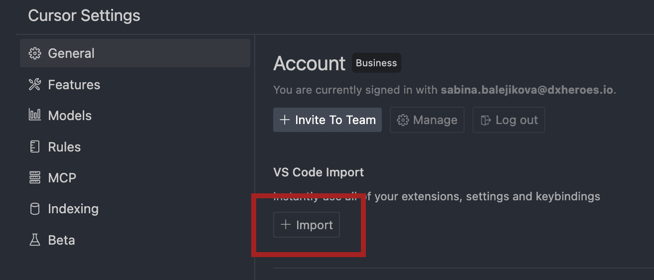 Cursor IDE - import settings and plugins from VS Code